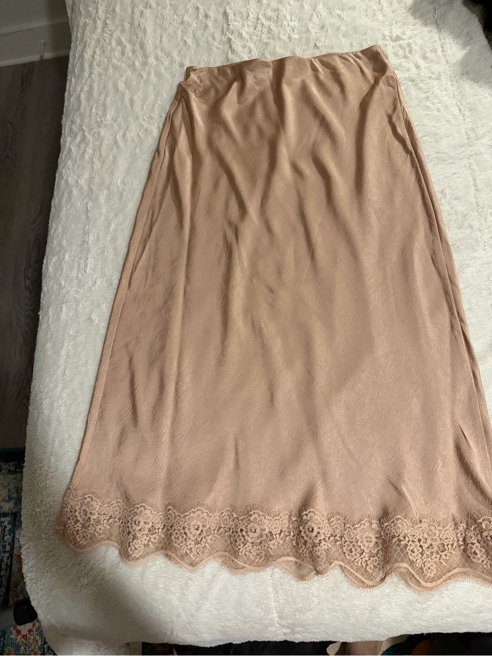 a new day Blush Lace-Hem Midi Slip Skirt